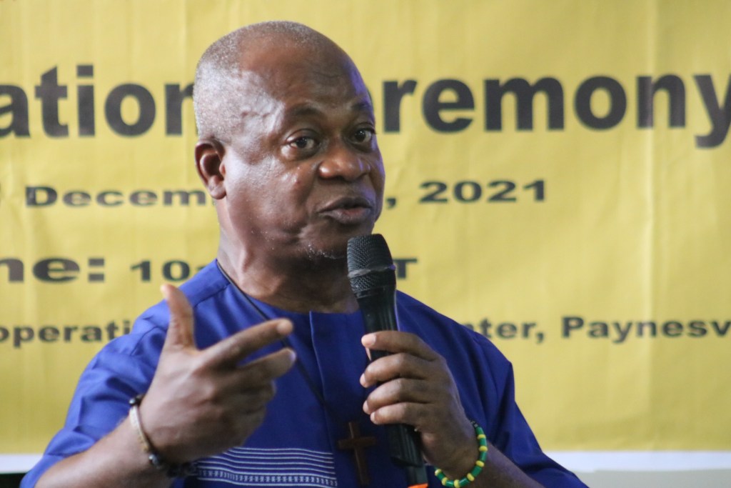 Rev.-Dr.-Julius-S.-Nelson-making-remarks-at-the-launching-program-of-the-EGLE-Girls-House-in-Liberia.